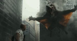 Image of a flying wolf, from Rampage (2018)