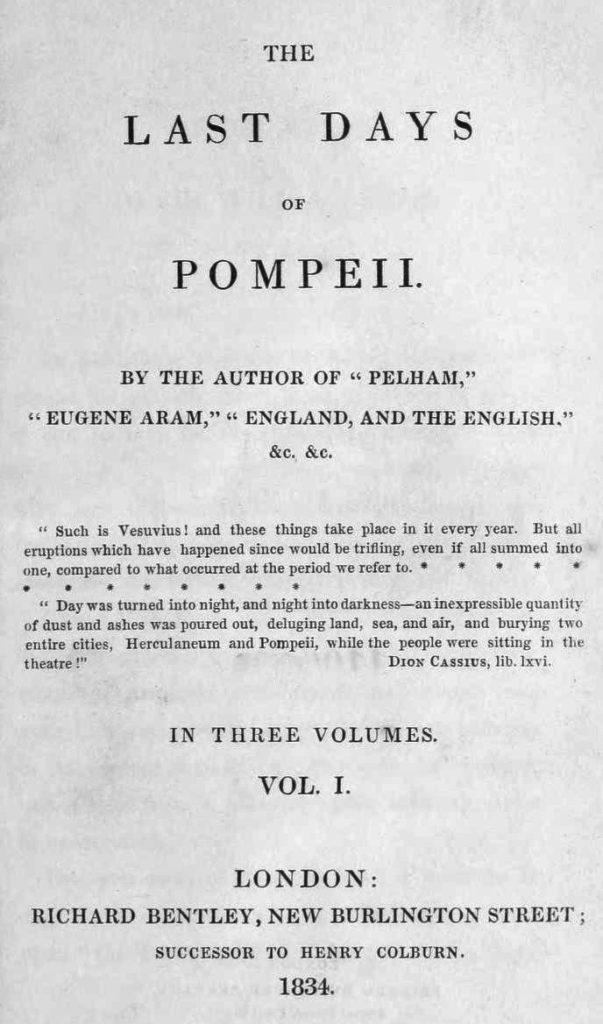 First page of The Last Days of Pompeii, by Bulwer-Lytton (1834)